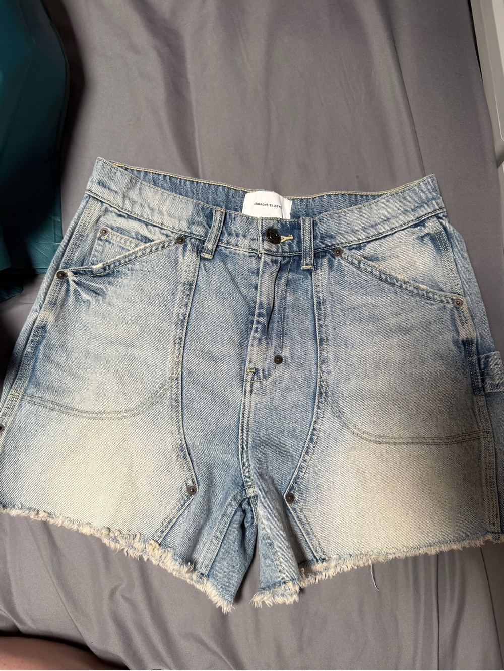 Light Wash Denim Cutoff Shorts - current/elliott